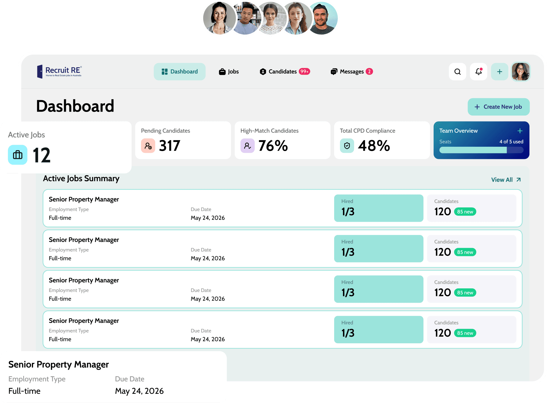 Recruit RE platform dashboard preview